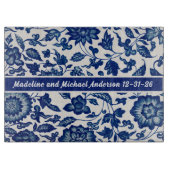 Elegant Blue French Country Chinoiserie Names Year カッティングボード (正面)