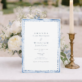 Elegant Blue French Estate Wedding Invitation  招待状