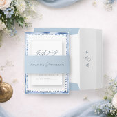 Elegant Blue French Estate Wedding Invitation  招待状