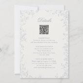 Elegant Blue French Floral Wedding Invitation 招待状 (裏面)