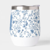 Elegant Blue French Toile Pattern Monogram Name (左面)
