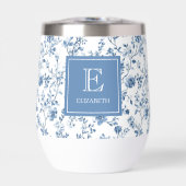 Elegant Blue French Toile Pattern Monogram Name (正面)