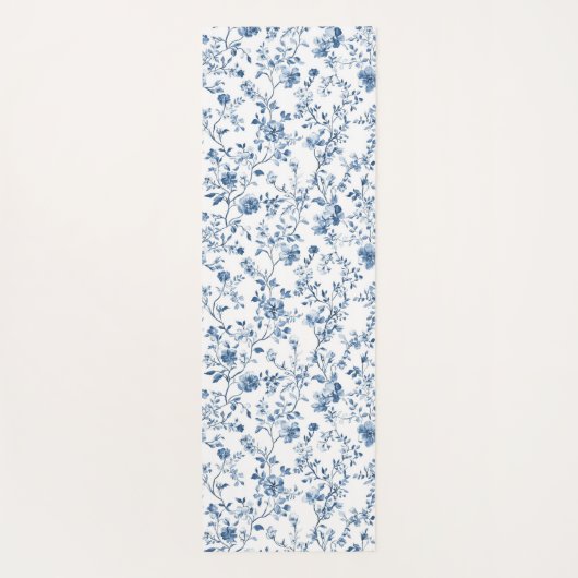 Elegant Blue French Toile Pattern Monogram Name  ヨガマット (裏面)