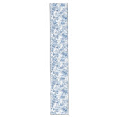 Elegant Blue French Toile Roses Floral Table Runne ロングテーブルランナー (正面)