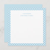 Elegant Blue Gingham Baby Nursery Note Card ノートカード (正面/裏面)