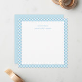 Elegant Blue Gingham Baby Nursery Note Card ノートカード (正面/裏面インサイチュ)
