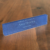 Elegant Blue Glass Financial Advisor Custom Office デスクネームプレート (側面)