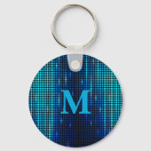 Elegant Blue Glitter Monogram キーホルダー (正面)