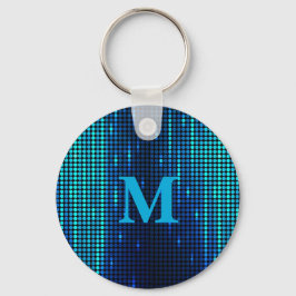 Elegant Blue Glitter Monogram キーホルダー