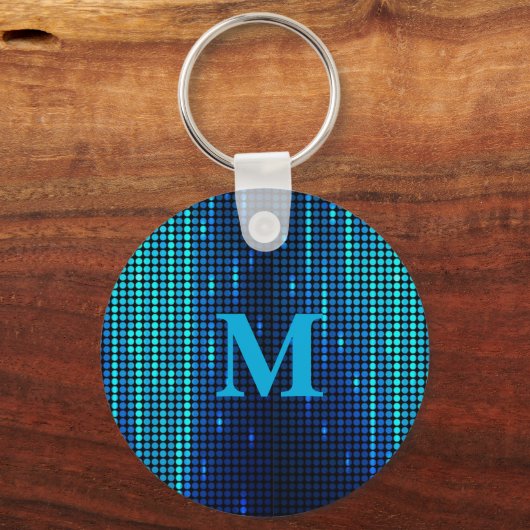 Elegant Blue Glitter Monogram キーホルダー (裏面)