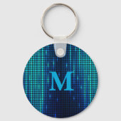 Elegant Blue Glitter Monogram キーホルダー (裏面)