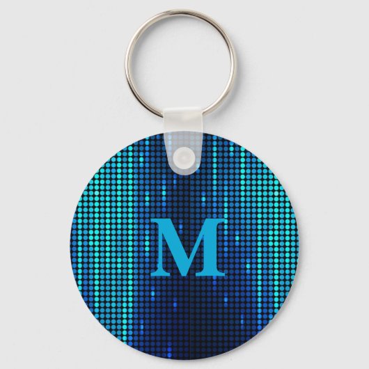 Elegant Blue Glitter Monogram キーホルダー (裏面)