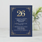 Elegant Blue Gold 26th Birthday Party 招待状 (スタンド正面)