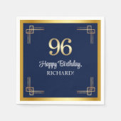 Elegant Blue Gold 96th Birthday Party スタンダードカクテルナプキン (正面)