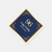 Elegant Blue Gold 96th Birthday Party スタンダードカクテルナプキン (角)