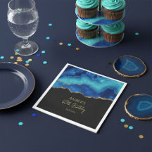 Elegant Blue Gold Abstract Marble Design