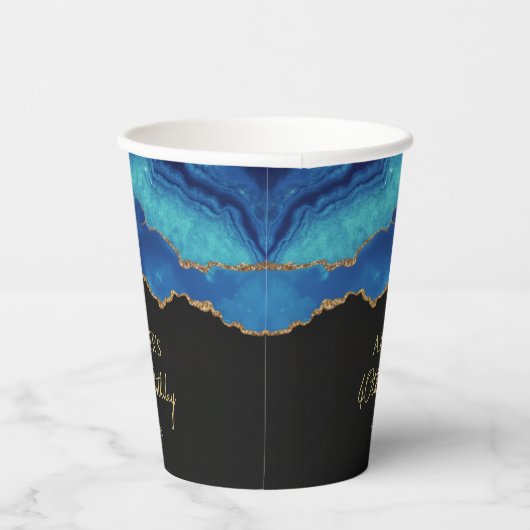 Elegant Blue Gold Abstract Marble Design 紙コップ (右)