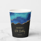 Elegant Blue Gold Abstract Marble Design 紙コップ (正面)