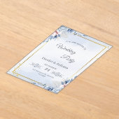 Elegant Blue & Gold Acrylic Wedding Invitation アクリル招待状 (レイダウン)