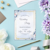 Elegant Blue & Gold Acrylic Wedding Invitation アクリル招待状 (インサイチュ (ウェディング))