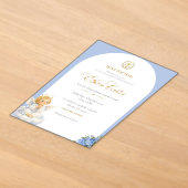 Elegant Blue & Gold Baptism invitation アクリル招待状 (レイダウン)