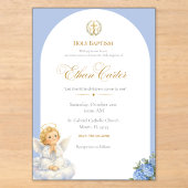 Elegant Blue & Gold Baptism invitation アクリル招待状 (正面)