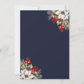 Elegant Blue Gold Botanical Christmas Party 招待状 (裏面)