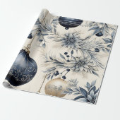 Elegant Blue & Gold Christmas ラッピングペーパー (アンロールド)