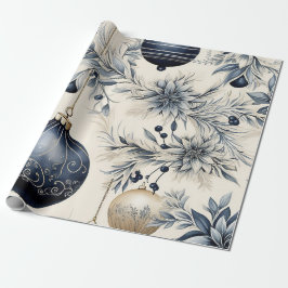 Elegant Blue & Gold Christmas ラッピングペーパー