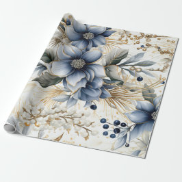 Elegant Blue & Gold Christmas Paper ラッピングペーパー