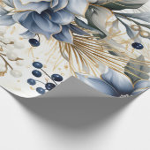 Elegant Blue & Gold Christmas Paper ラッピングペーパー (角)