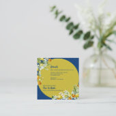 Elegant Blue Gold Citrus Floral Wedding Details エンクロージャーカード (スタンド正面)