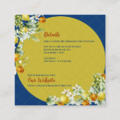 Elegant Blue Gold Citrus Floral Wedding Details エンクロージャーカード (正面)
