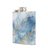 Elegant Blue Gold Glitter Abstract Flow            フラスク (左)