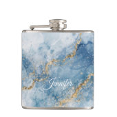 Elegant Blue Gold Glitter Abstract Flow            フラスク (正面)
