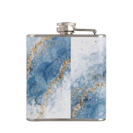 Elegant Blue Gold Glitter Abstract Flow            フラスク (裏面)