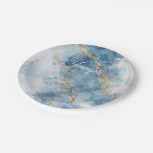 Elegant Blue Gold Glitter Abstract Flow            ペーパープレート (アングル)