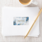 Elegant Blue Gold Glitter Abstract Flow            ラベル (インサイチュ)