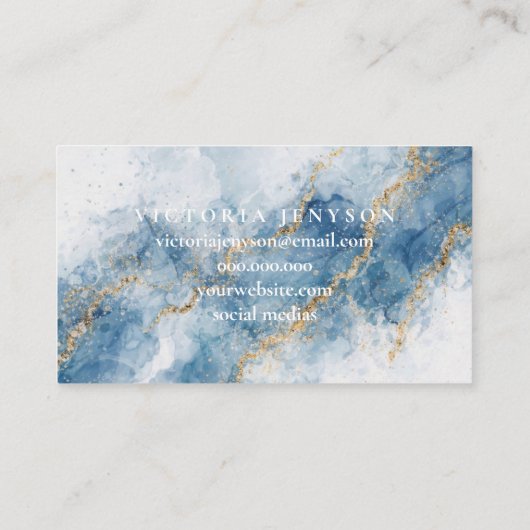 Elegant Blue Gold Glitter Abstract Flow            名刺 (裏面)