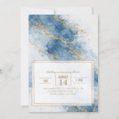 Elegant Blue Gold Glitter Abstract Flow            招待状 (正面)