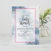 Elegant Blue Gold Glitter Abstract Flow            招待状 (スタンド正面)