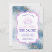 Elegant Blue Gold Glitter Abstract Flow            招待状 (正面)