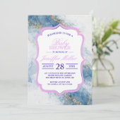 Elegant Blue Gold Glitter Abstract Flow 招待状 (スタンド正面)