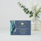 Elegant Blue & Gold Graduation Congratulations エンクロージャーカード (スタンド正面)