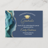 Elegant Blue & Gold Graduation Congratulations エンクロージャーカード (正面)