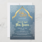 Elegant Blue & Gold Iftar Invitation 招待状 (正面)