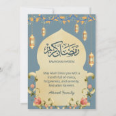 Elegant Blue Gold Lanterns & Floral Arch Iftar 招待状 (裏面)