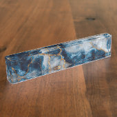 Elegant Blue & Gold Marble Desk Nameplate  デスクネームプレート (側面)