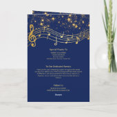 Elegant Blue Gold Music Recital Program 招待状 (裏面)