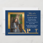 Elegant Blue Gold NP Nurse Practitioner 案内状 (正面)